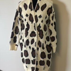 Umgee Cream and Brown Leopard Print Cardigan